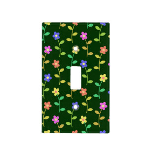 Colorful Flowers, Floral Pattern, Greenery, Boho Light Switch Cover