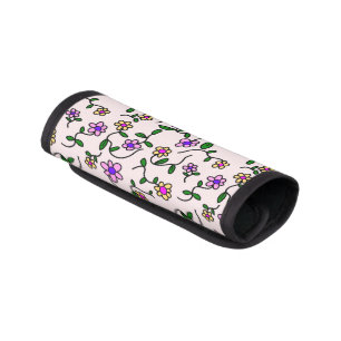 Colorful Flowers, Floral Pattern, Greenery, Boho Luggage Handle Wrap