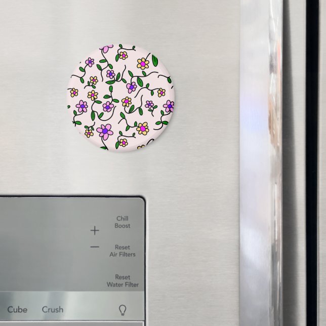 Colorful Flowers, Floral Pattern, Greenery, Boho Magnet (In Situ (Fridge))
