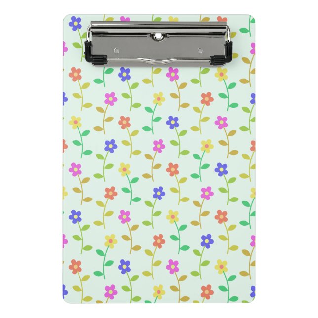 Colorful Flowers, Floral Pattern, Greenery, Boho Mini Clipboard (Front)