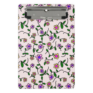 Colorful Flowers, Floral Pattern, Greenery, Boho Mini Clipboard