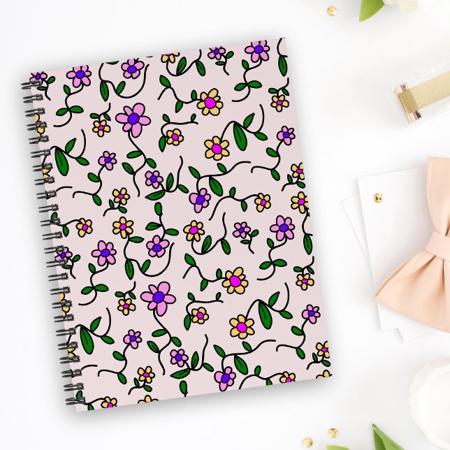 Colorful Flowers, Floral Pattern, Greenery, Boho Notebook (Creator Uploaded)