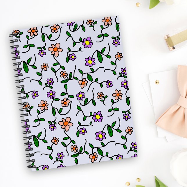 Colorful Flowers, Floral Pattern, Greenery, Boho Notebook (Creator Uploaded)
