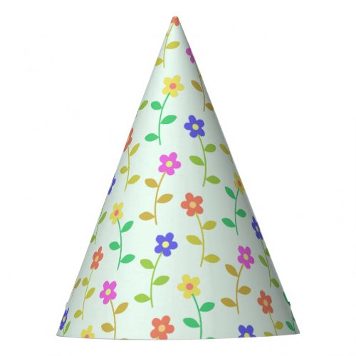 Colorful Flowers Floral Pattern Greenery Boho Party Hat