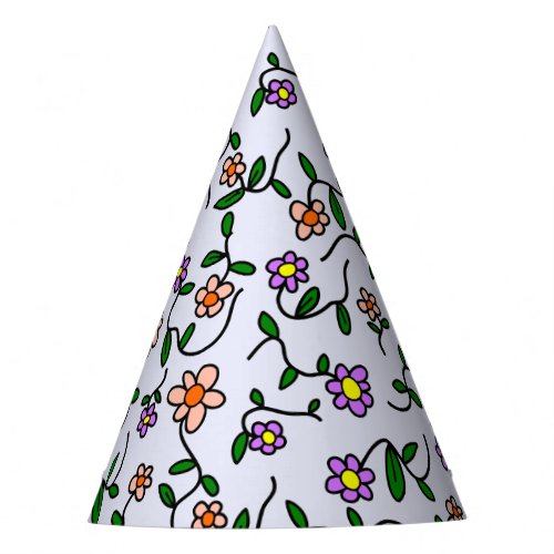 Colorful Flowers Floral Pattern Greenery Boho Party Hat