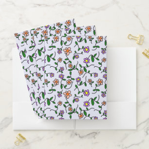 Colorful Flowers, Floral Pattern, Greenery, Boho Pocket Folder