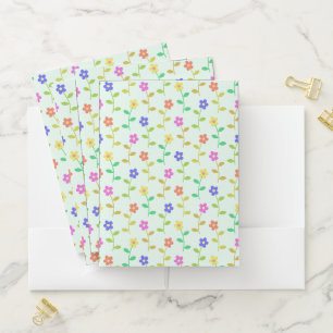 Colorful Flowers, Floral Pattern, Greenery, Boho Pocket Folder