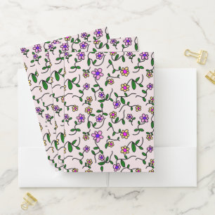 Colorful Flowers, Floral Pattern, Greenery, Boho Pocket Folder