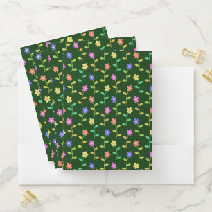 Colorful Flowers, Floral Pattern, Greenery, Boho Pocket Folder