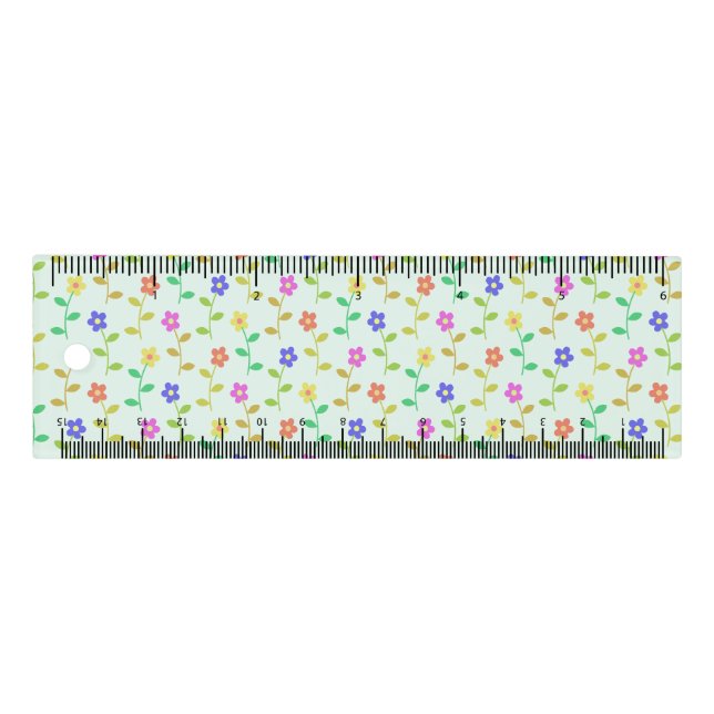 Colorful Flowers, Floral Pattern, Greenery, Boho Ruler (Front)