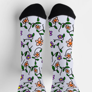 Colorful Flowers, Floral Pattern, Greenery, Boho Socks