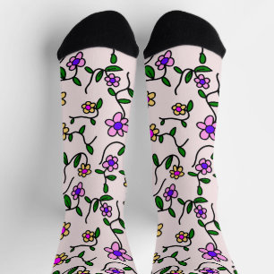 Colorful Flowers, Floral Pattern, Greenery, Boho Socks