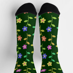 Colorful Flowers, Floral Pattern, Greenery, Boho Socks