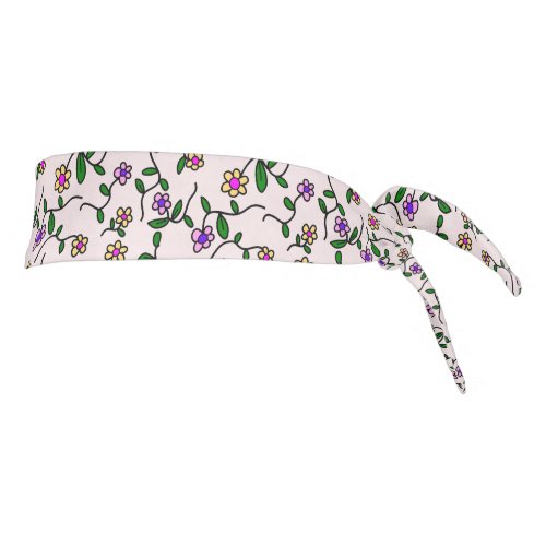 Colorful Flowers Floral Pattern Greenery Boho Tie Headband