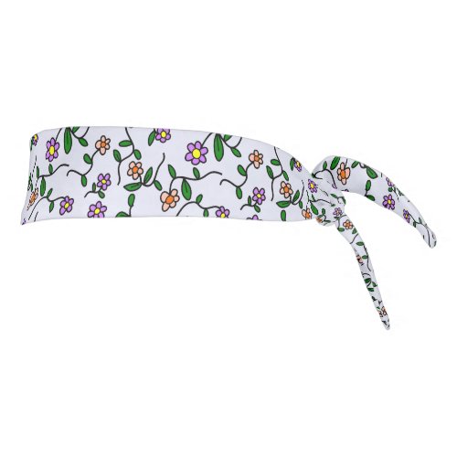 Colorful Flowers Floral Pattern Greenery Boho Tie Headband