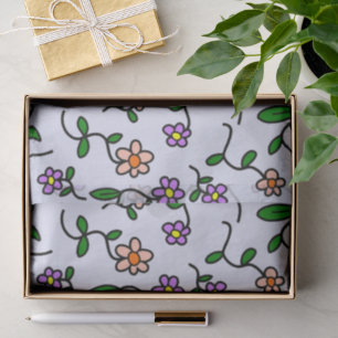 Colorful Flowers, Floral Pattern, Greenery, Boho Tissue Paper