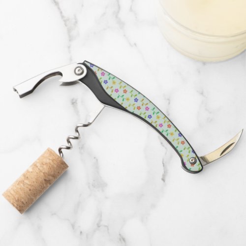 Colorful Flowers Floral Pattern Greenery Boho Waiters Corkscrew