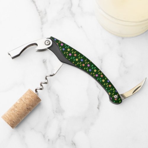 Colorful Flowers Floral Pattern Greenery Boho Waiters Corkscrew