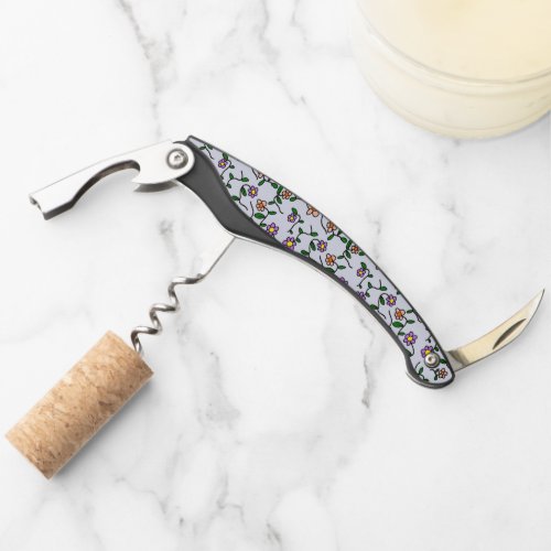 Colorful Flowers Floral Pattern Greenery Boho Waiters Corkscrew