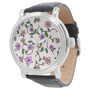 Colorful Flowers, Floral Pattern, Greenery, Boho Watch