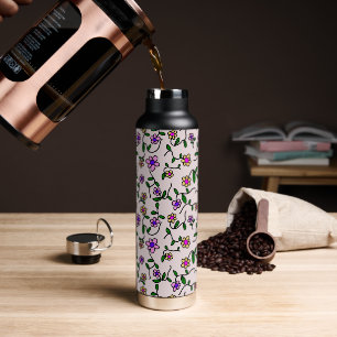 Colorful Flowers, Floral Pattern, Greenery, Boho Water Bottle