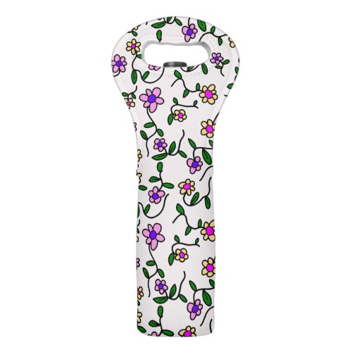 Colorful Flowers Floral Pattern Greenery Boho Wine Bag