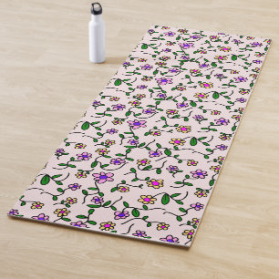 Colorful Flowers, Floral Pattern, Greenery, Boho Yoga Mat