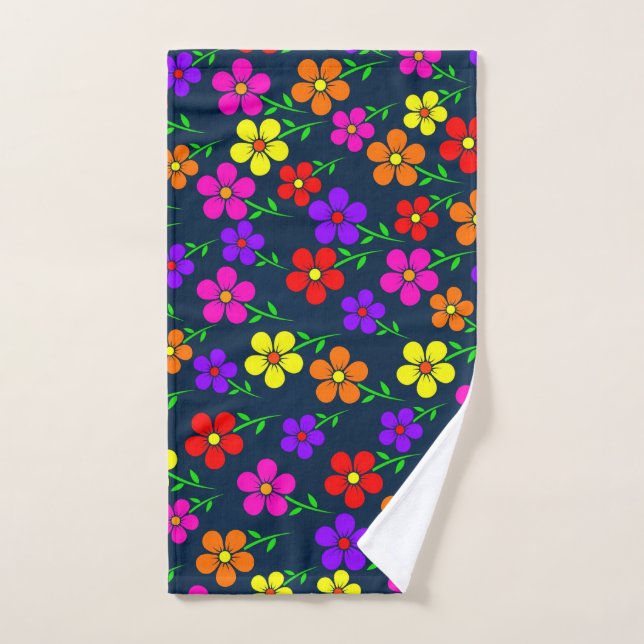 Colorful Flowers Floral Pattern Hand Towel (Hand Towel)