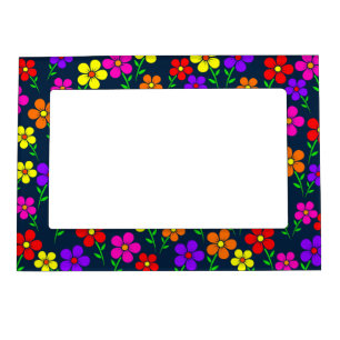 Colorful Flowers Floral Pattern Magnetic Frame