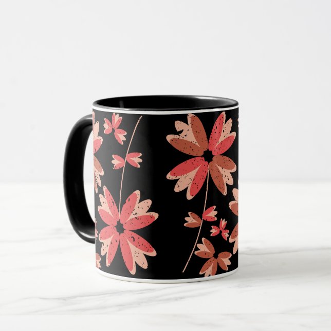 Colorful Flowers Floral Pattern  Mug (Front Left)