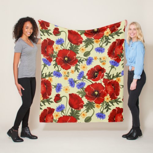 Colorful Flowers Floral Pattern Of Flowers Fleece Blanket