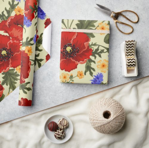 Colorful Flowers Floral Pattern Of Flowers Wrapping Paper