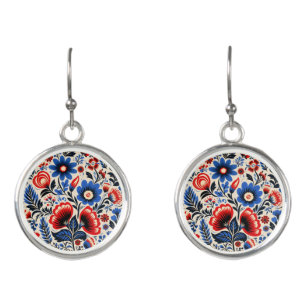 Colorful Flowers Folk Pattern Earrings