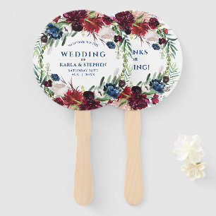 Colorful flowers frame wedding design hand fan