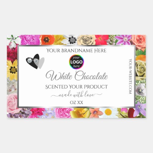 Colorful Flowers Frame White Product Labels Logo