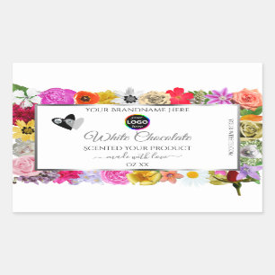 Colorful Flowers Frame White Product Labels Logo