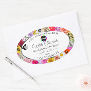 Colorful Flowers Frame White Product Labels Logo