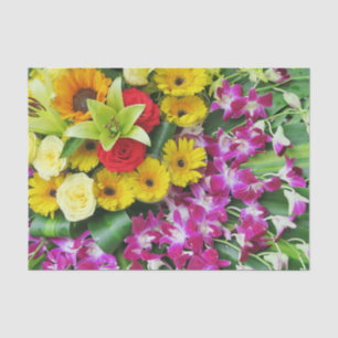 colorful+ flowers, garden+ gnome, tissue paper