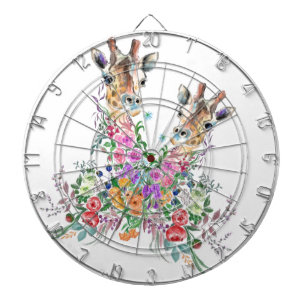 Colorful Flowers Giraffe Dart Board