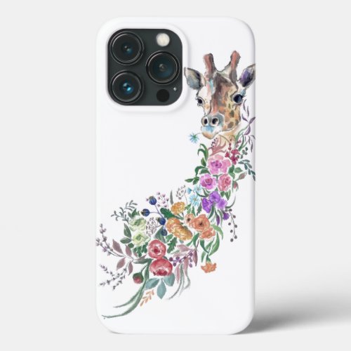 Colorful Flowers Giraffe iPhone Case Painting