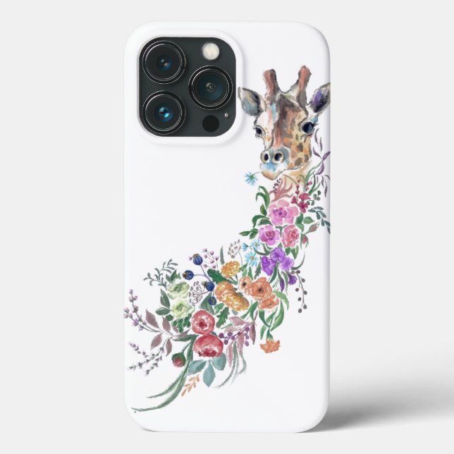 Colorful Flowers Giraffe iPhone Case Painting (Back)