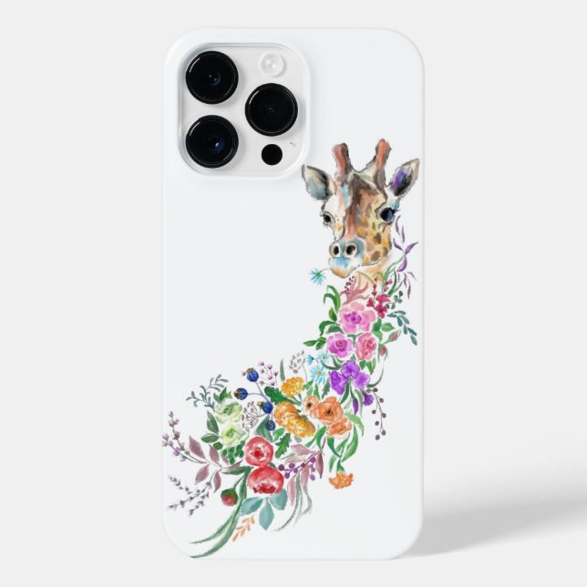 Colorful Flowers Giraffe Painting iPhone Case (Back)