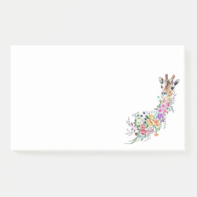Colorful Flowers Giraffe Post it Notes (Front)