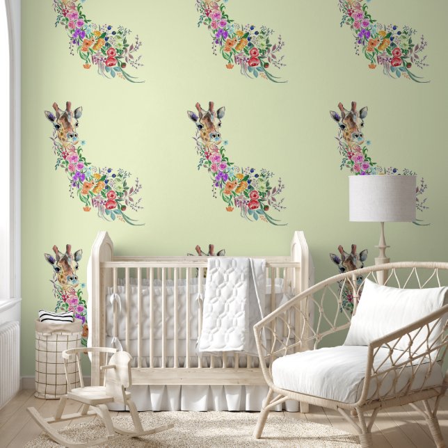 Colorful Flowers Giraffe Wallpaper (Kids)