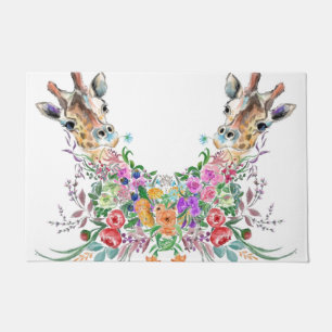 Colorful Flowers Giraffes Doormats