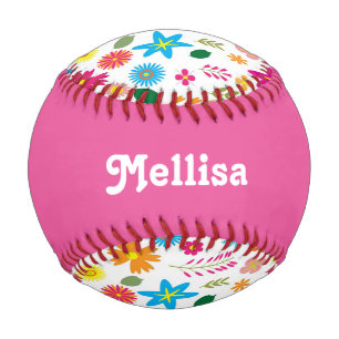Colorful Flowers Girly Custom Baseball