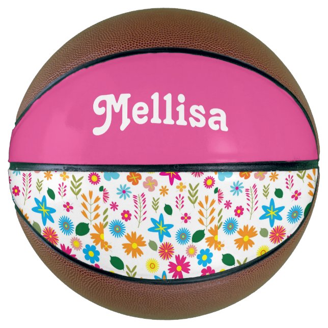 Colorful Flowers Girly Custom  Basketball (Front)
