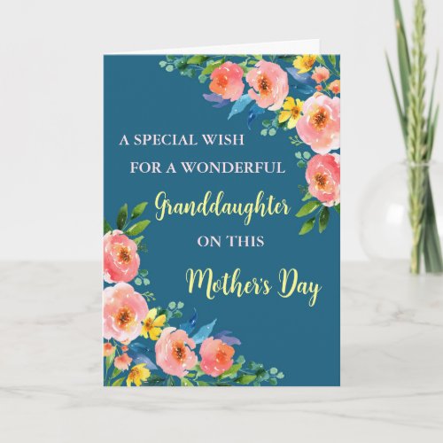 Colorful Flowers Granddaughter Happy Mothers Day Card