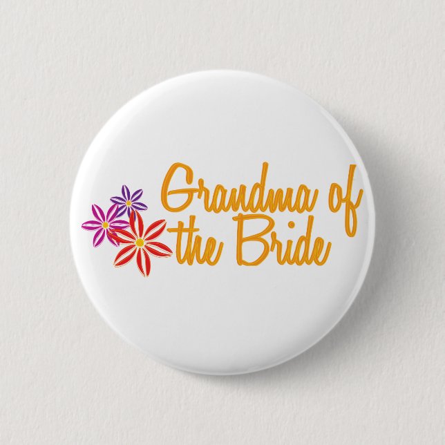 Colorful Flowers Grandma Pinback Button (Front)