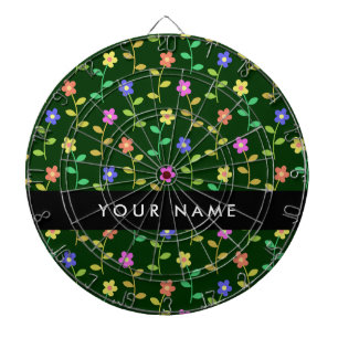 Colorful Flowers, Green Background, Black Dart Board